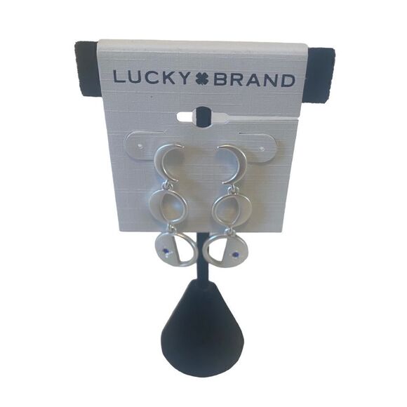 Phases of the Moon Matte Silver Toned Drop Earrings. - Picture 1 of 6